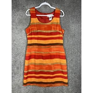 Vintage Jessica Howard Striped Sleeveless Tank‎ Dress Womens Size 16 Orange Red